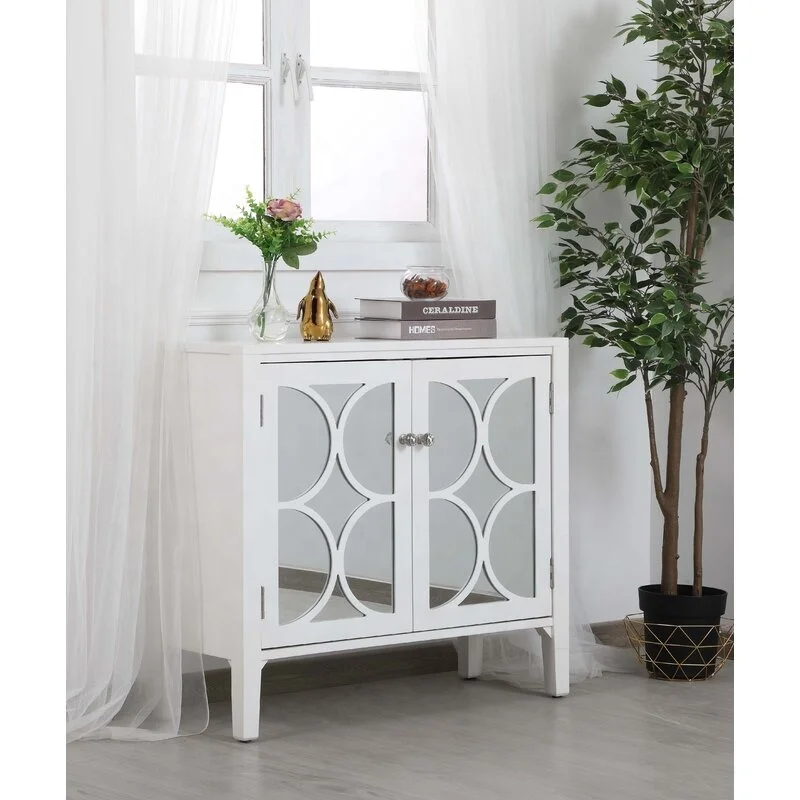 OEM manufacture Living room Furniture bedroom nightstand 2 Door  Mirrored cabinet whole KD Mirror Accent Chest