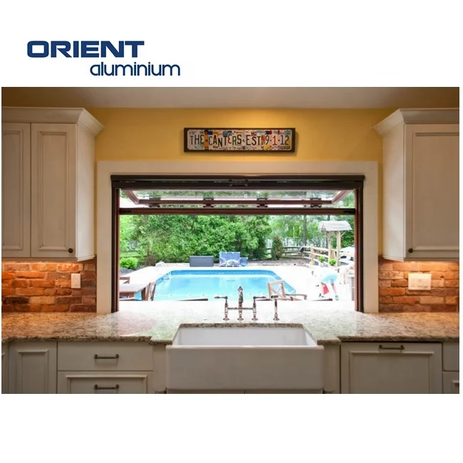 Aluminium Bi fold Window Fold Up Glass Windows American Vertical Roll Up Grid Folding Window For Bar Shop Coffee