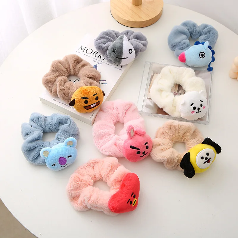 Korean cartoon plush doll hair tie mickey girls accessories Sweet and lovely in autumn and winter kids accessories