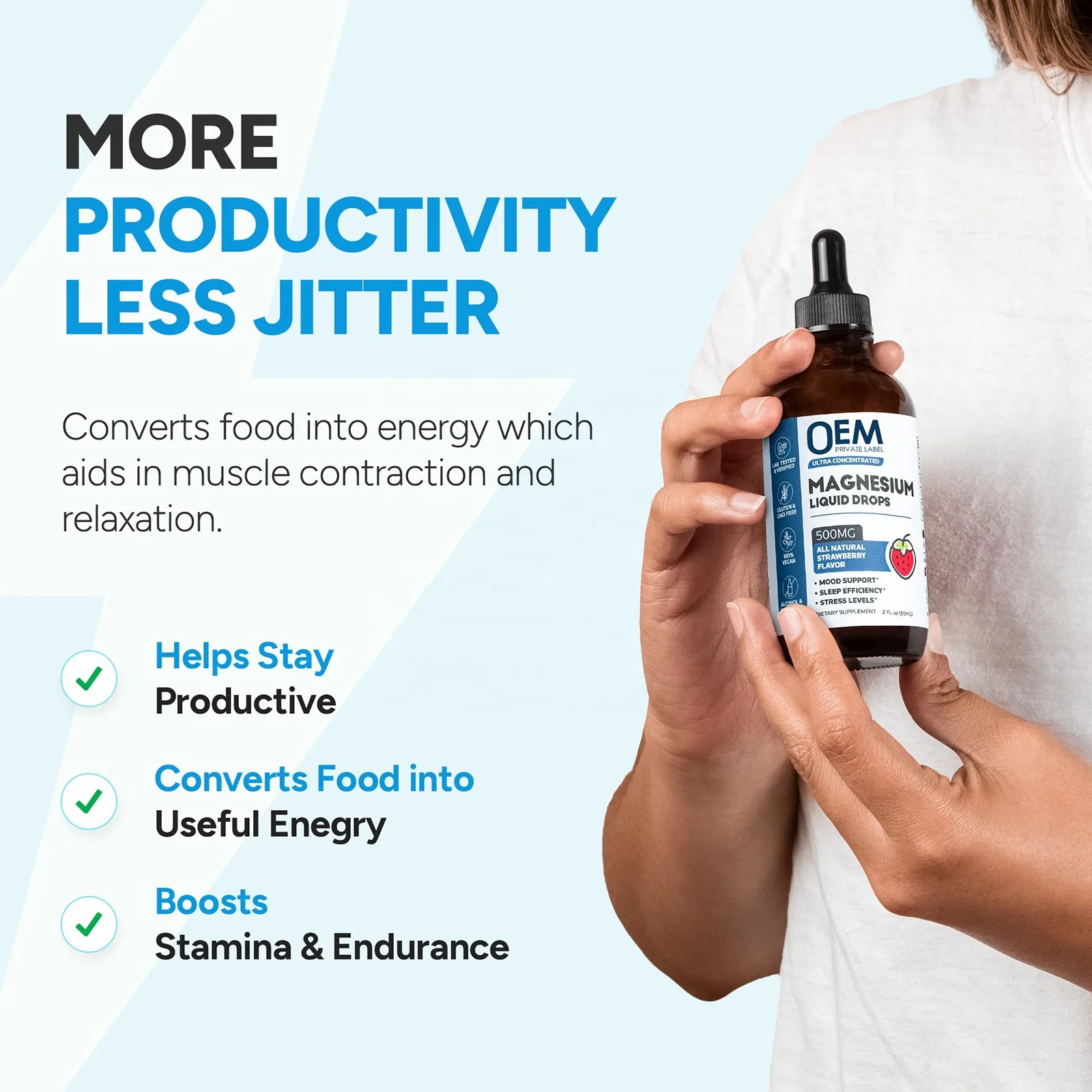 OEM Herbal Supplements Vegetarian Magnesium Citrate Liquid Drops Slim and Stress Relieve Deep Sleep and Improve Mood for Adults