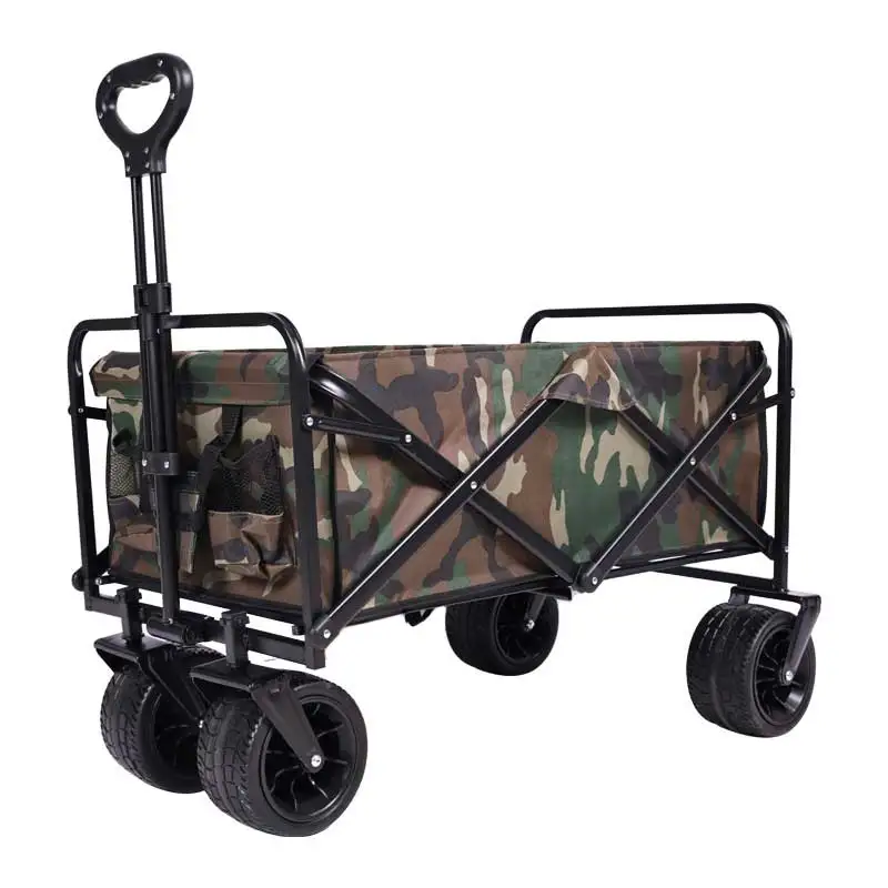 Feistel Collapsible Foldable Extended Wagon, Heavy Duty Folding Utility Garden Camping Cart with Big All-Terrain Beach Wheels