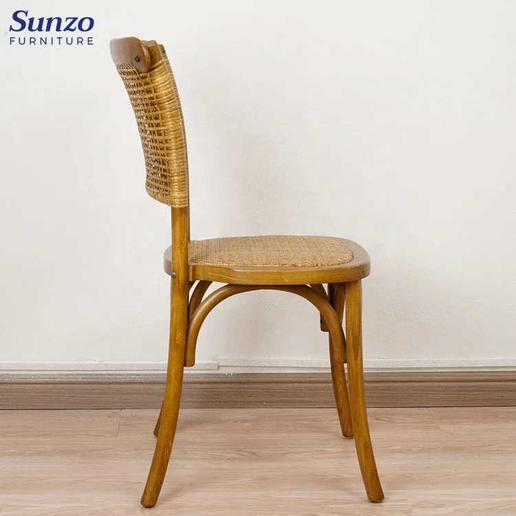 Wholesale Durable Bentwood Dining Chairs Stackable Rattan Seat Dining Room Chair