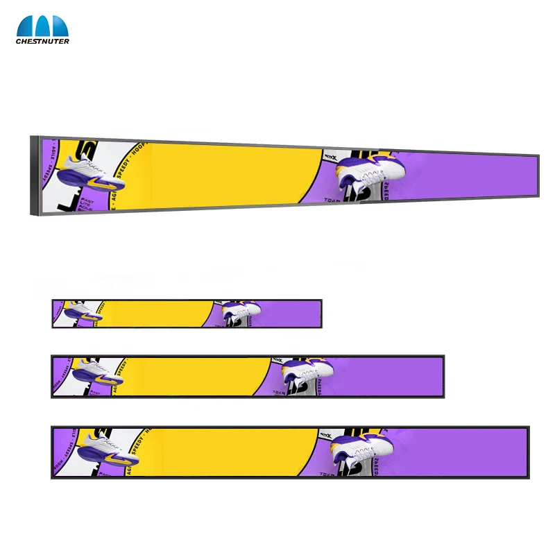 Indoor Supermarket Monitor Ultra Wide Strip Shelf Edge Advertising Digital Signage Type Stretched Bar Lcd Display