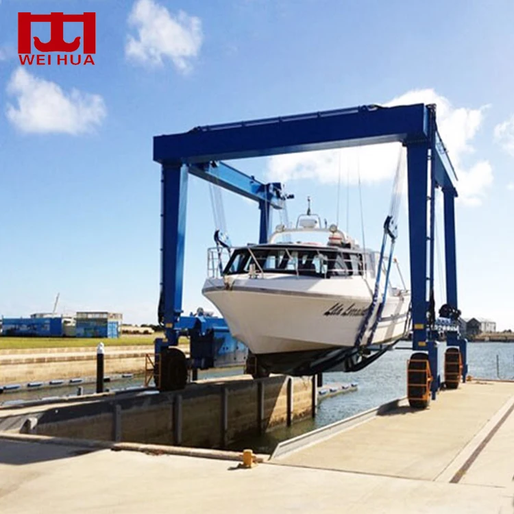 China Weihua Crane small 50ton boat lifting 60 ton marine travel lift cranes 100 ton yacht crane price