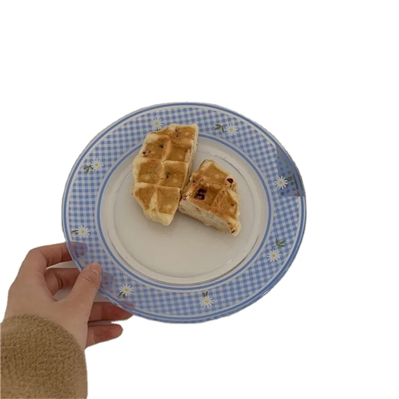 ZC Korea INS clear glass beaded charger plate vintage girl wedding charger plate glass clear fruit salad tray clear glass dish