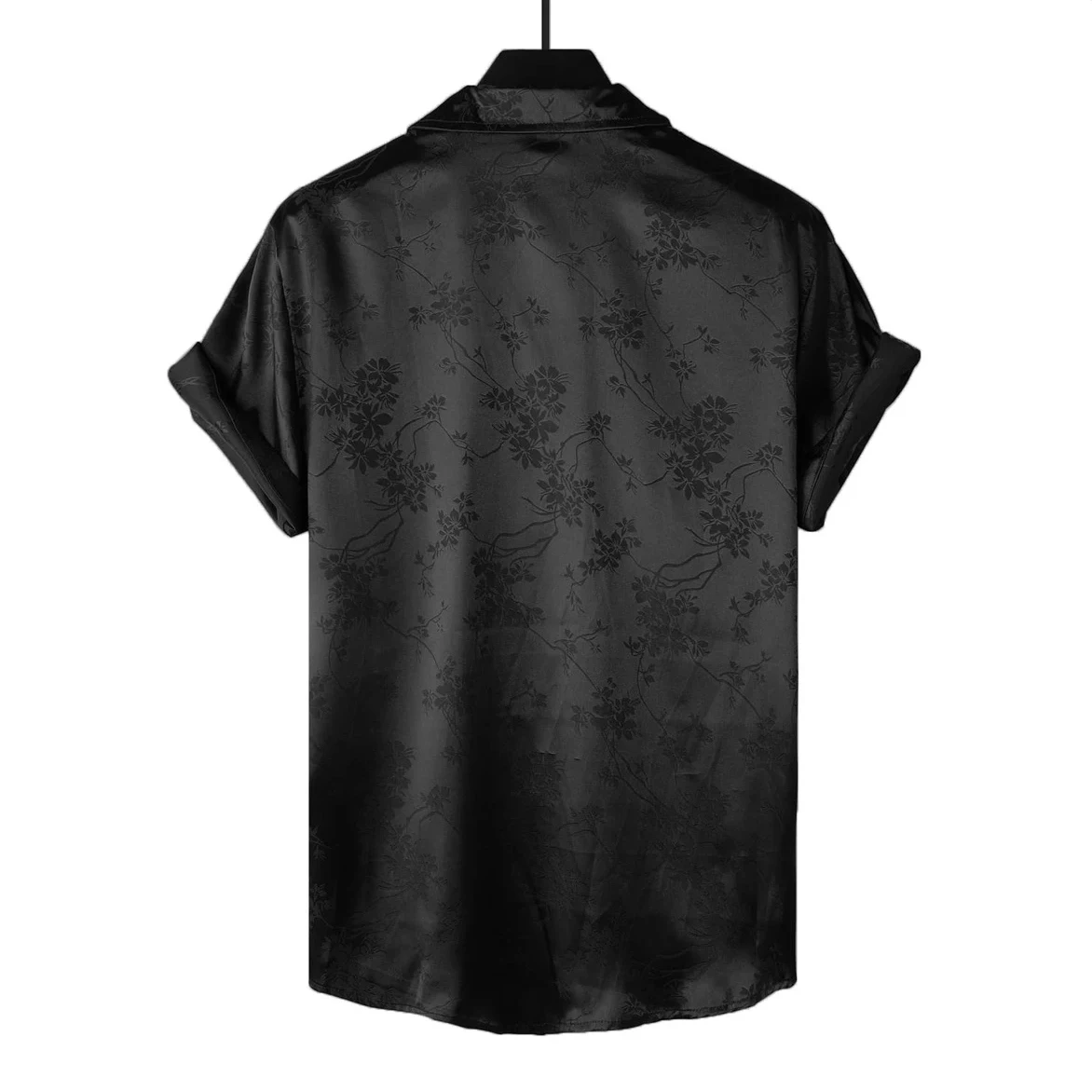 Custom Patterns Casual Turn-down Collar V-neck Flowery Embroidery 100% Satin Silk Shirt For Men