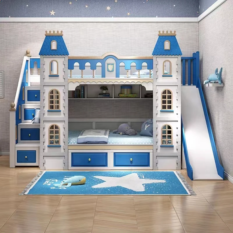 New Arrival Children Bunk Bed Wood Children Bedroom Furniture Kids Castle Bed Bunk Beds Home Furniture 1 Piece Bedroom Set