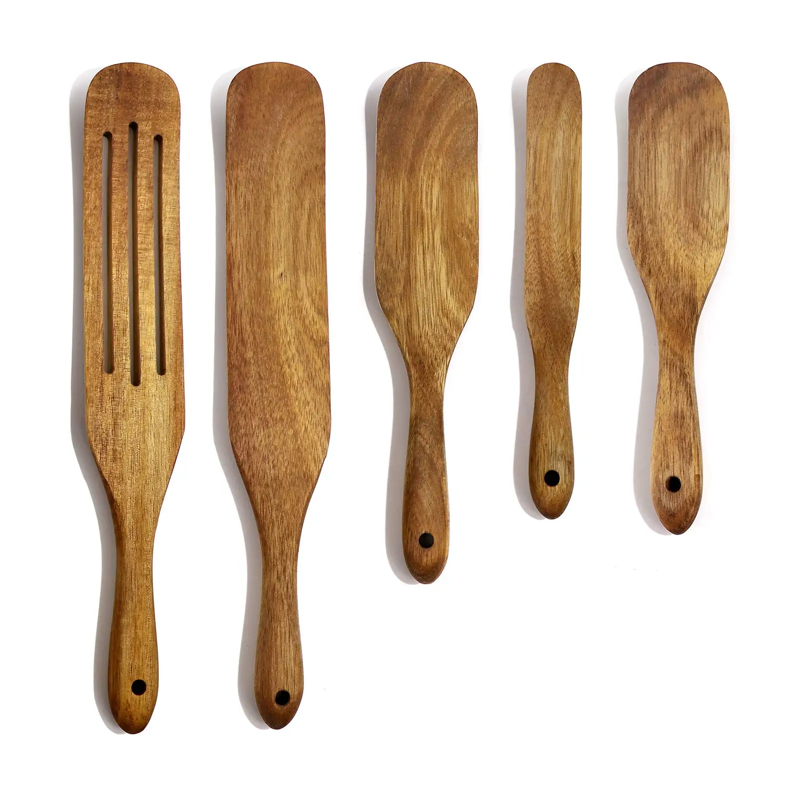 4 Pieces Wooden Spurtle Kitchen Tools Wooden Spatula Set Slotted Wooden Spurtle Set