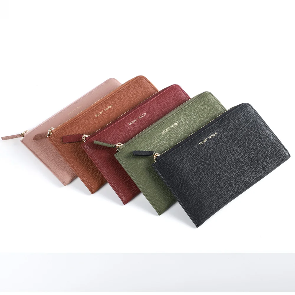Wholesale Women Man Mini Colorful Genuine Leather Purse Travel Custom Business Long Wallets With Zipper