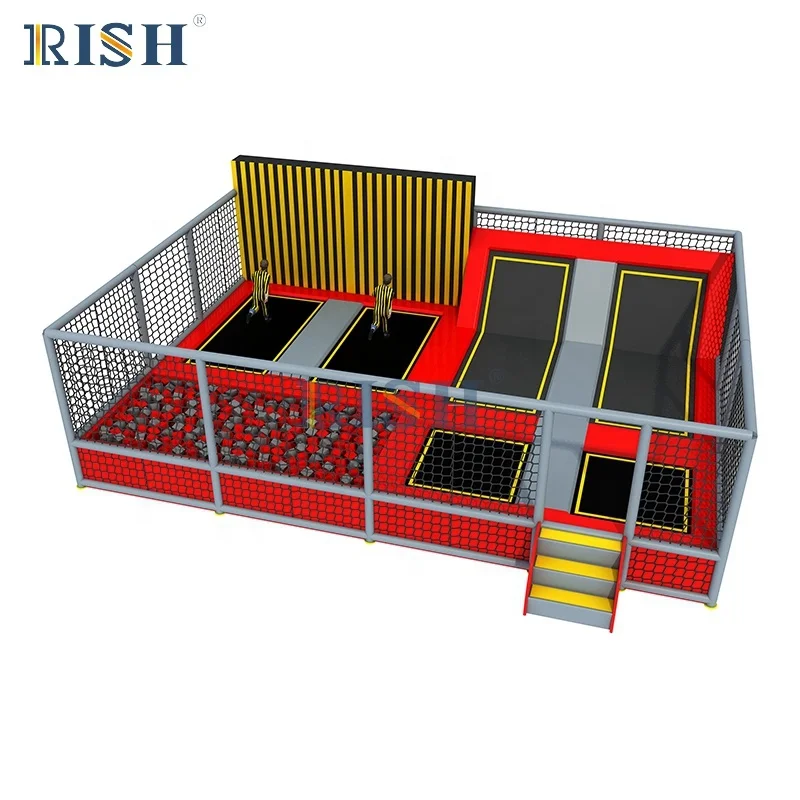 Outdoor trampoline park gymnastick trampoline mat on ground