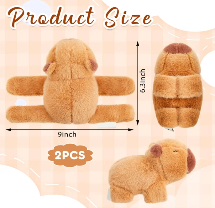 Stuffed Animal Capybara Huggers Slap Bracelets Wristband Interactive Plush Toy Slap Band for Birthday Party