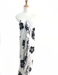 2022 Low MOQ custom Hibiscus printed 100% Rayon sarong pareo perfect beach cover up  beach wrap