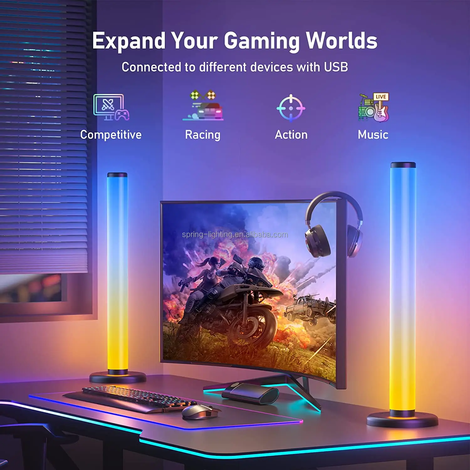 RGBIC wireless control 2.4G wireless Wifi control Disk LED ambient lamp game lighting lamp