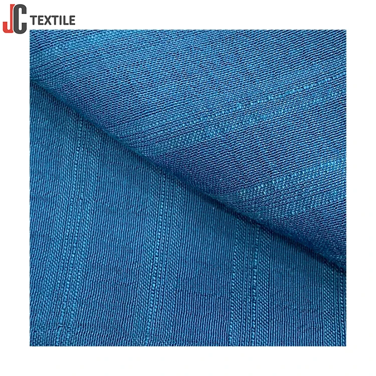 Лидер продаж на Amazon натуральная двухсторонняя тканая ткань RTS Tencel однотонная цветная синяя Seersucker вискозный полимер для