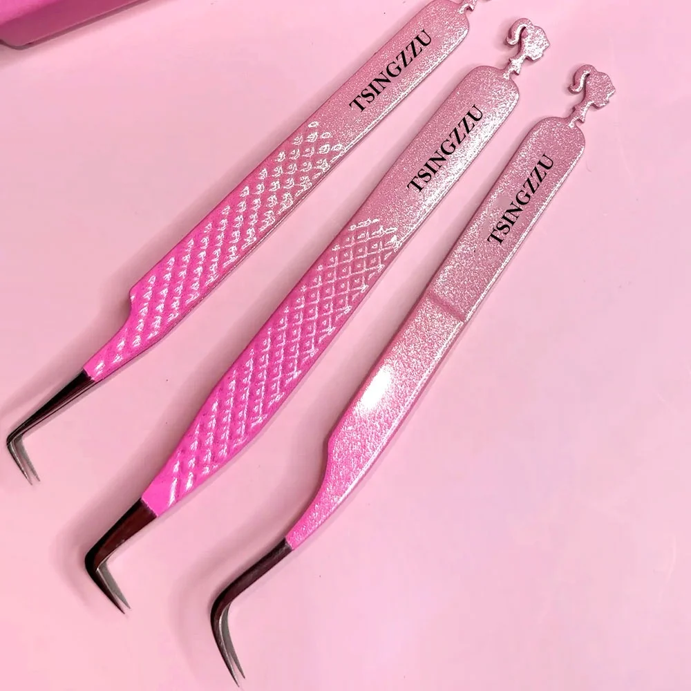 Precise Fiber Tip False Lash Tweezers for Eyelash Extension Mega Volume Mink Lashes Make Fans Boot Isolation Artist Makeup Tools