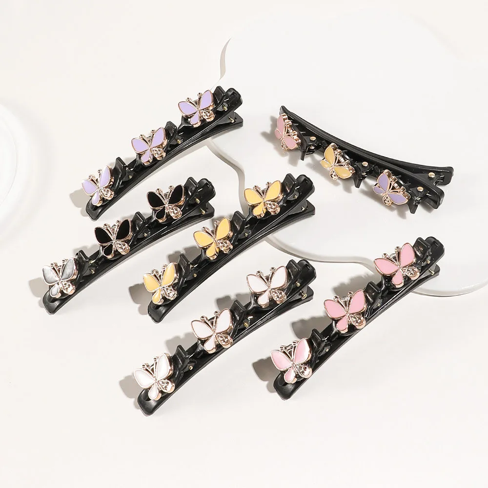 wholesale Female braided flowers hair clip plastic broken hair artifact side clip duckbill clip New Korean hair accessories