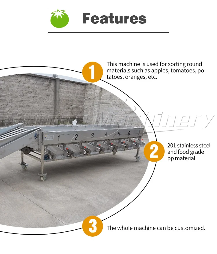 Industrial orange lemon tomato sorting machine agricultural automatic feed sorting machine citrus fruit sorting machine