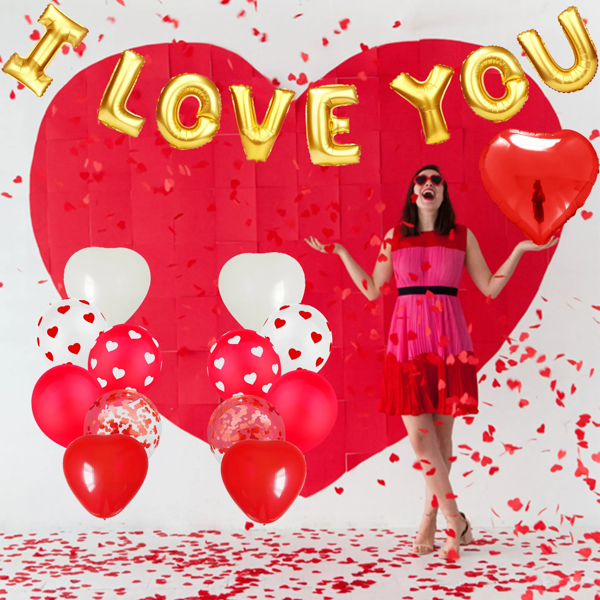 2022 Red I Love you valentines day gifts for women saint valentines day banner decorations gift foil Love you balloons set