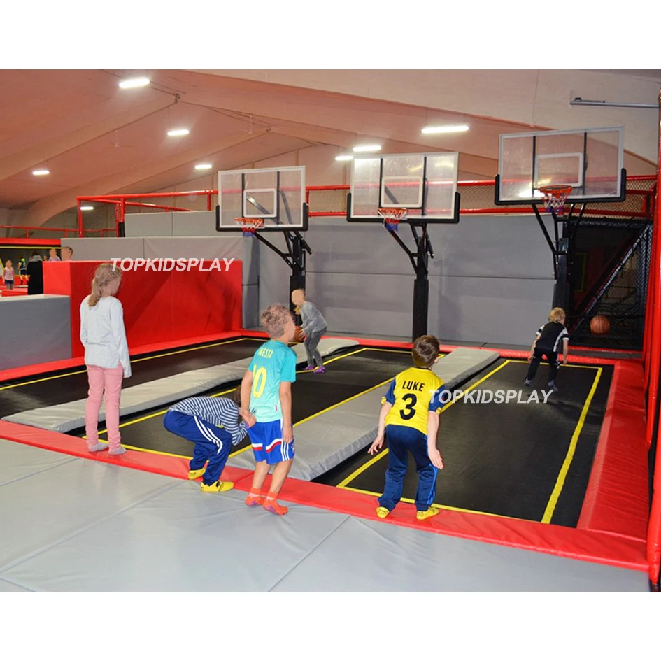 Design Rectangular Fitness Bed Jumping Bungee Trampoline Good Elasticity Professional New Park Indoor Custom Unisex Indoor Play
