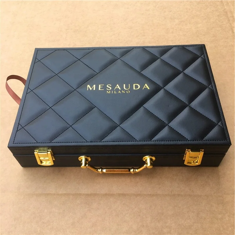 Изготовленная на заказ черная Косметика Макияж одежда тиснение деревянная коробка упаковка Роскошная искусственная кожа парфюмерная