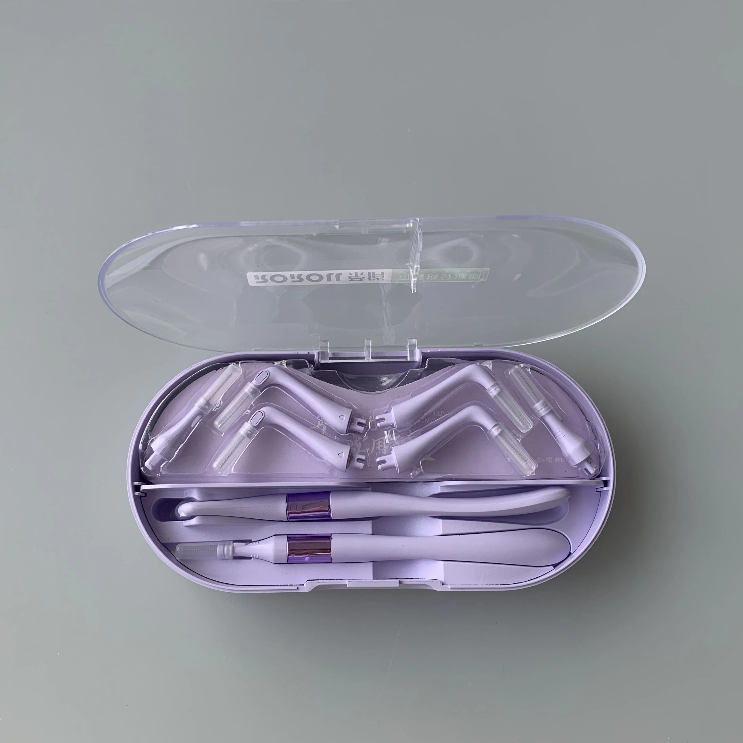 2024 new  purple and white  2 in 1 I/L shape interdental brushes with portable PP box with 16 pcs refill heads