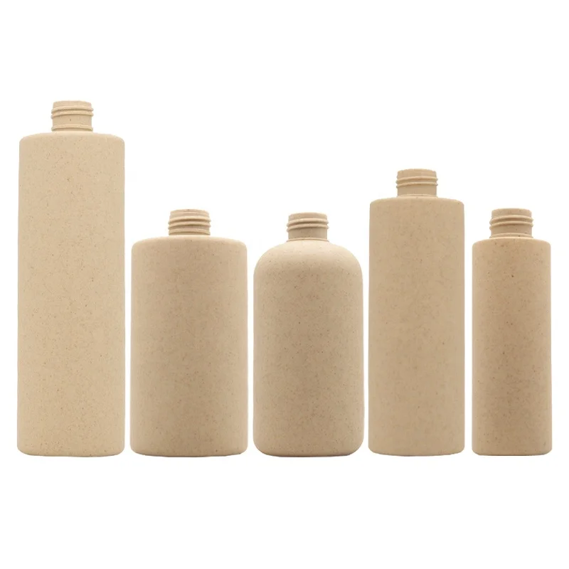 Eco Friendly Luxury 100 250 300 400ml Cosmetic Packaging Container Baby Corn Starch Wheat Straw Biodegradable Shampoo Bottle