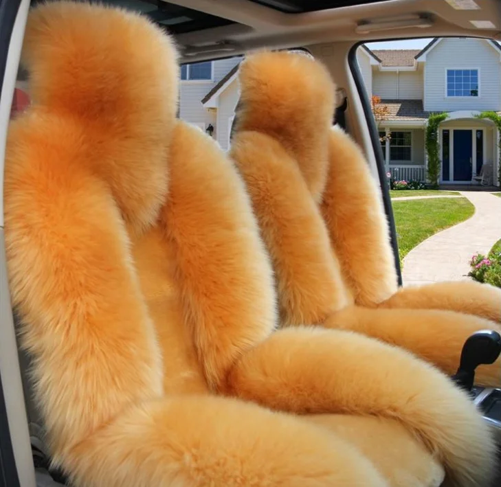 Mongolia Sheep skin car seat cushion long hair High weight Sheep skin  animal fur car  seat  cover