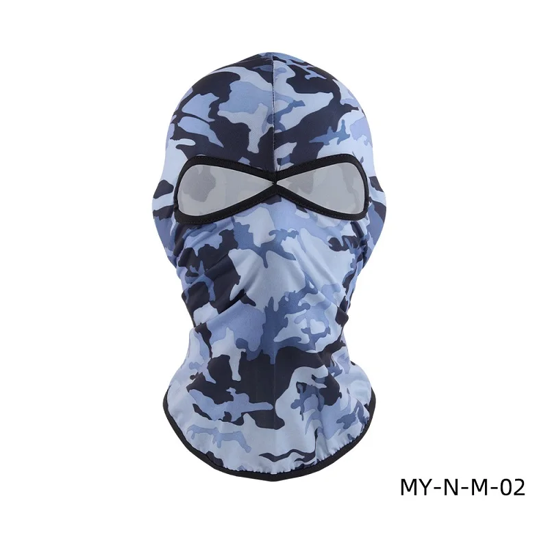 Amazon Hot Sale 14 Colors Ice Silk UV Protection Full Face Cover Unisex Camouflage Windproof Two Hole Balaclava