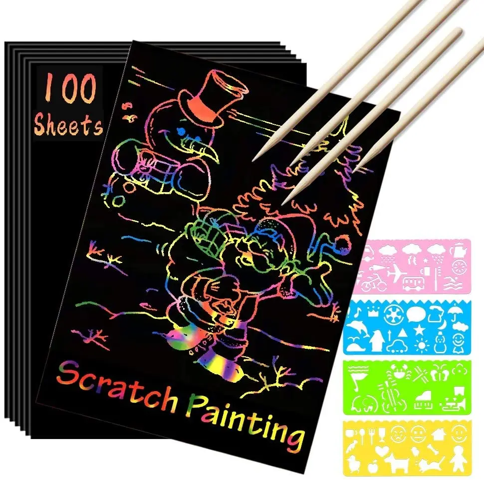 High Fashion Custom Design DIY Magic Art Note Pads Scratch Art Doodle Pad Book Animals Scratch Book For Kid