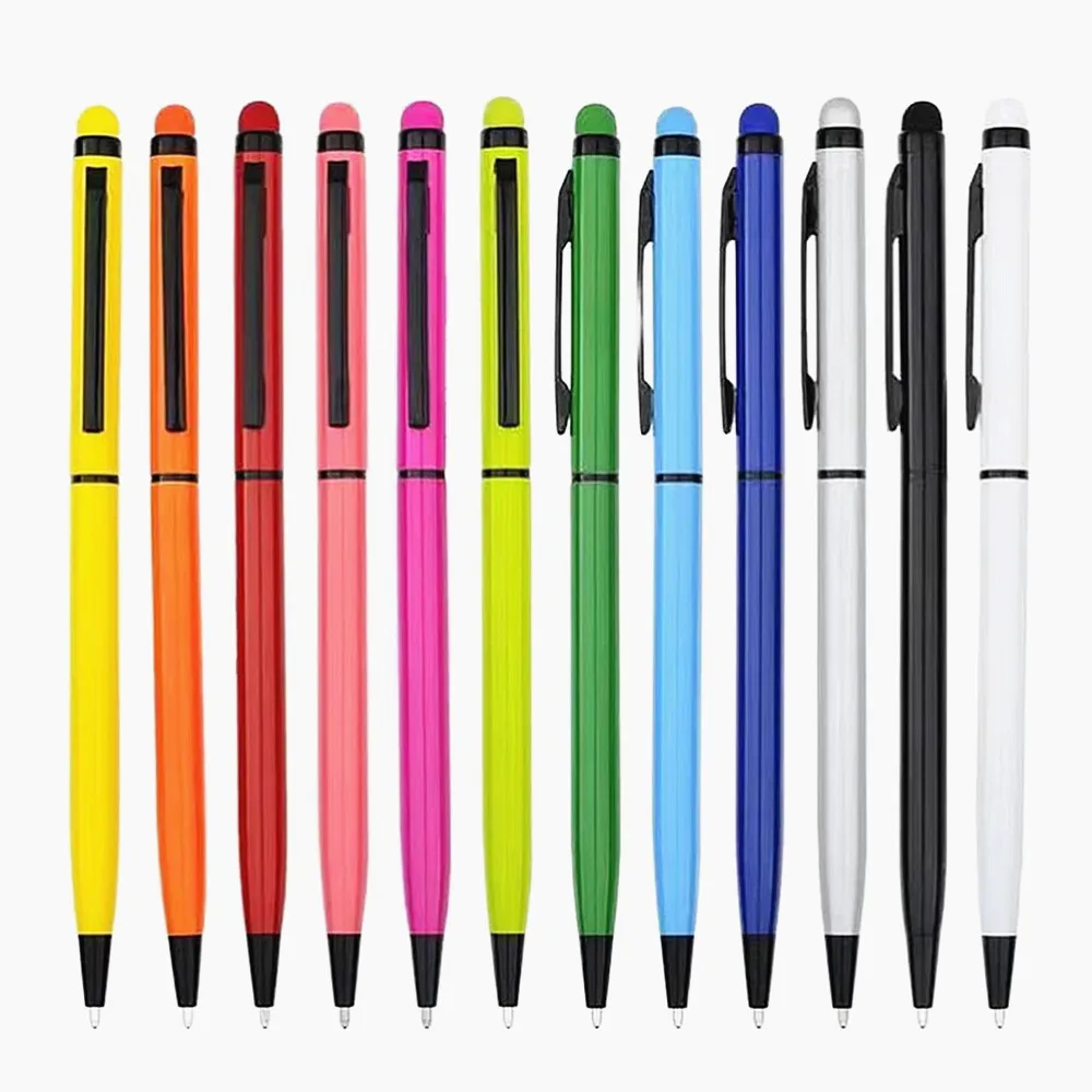 Factory Supply Customized Logo Print Metal Ballpoint Pen 1.0mm Writing Width Stylus Screen Promotional Ball Pen