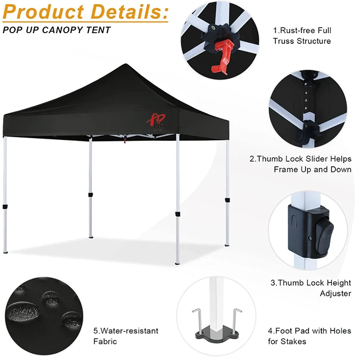 China Factory Loq MOQ High Quality Custom Tent with Feather Flags and Table Cover Tenda Para Eventos With Iron Or Aluminum Frame