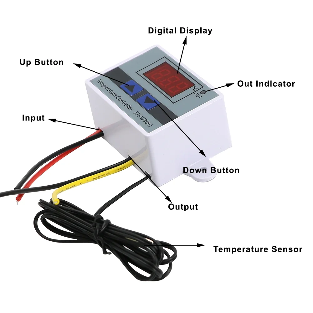 12V/24V/110V~220V Digital Temperature Controller Ntc Sensor Thermostat for for Incubator Cooling Heating