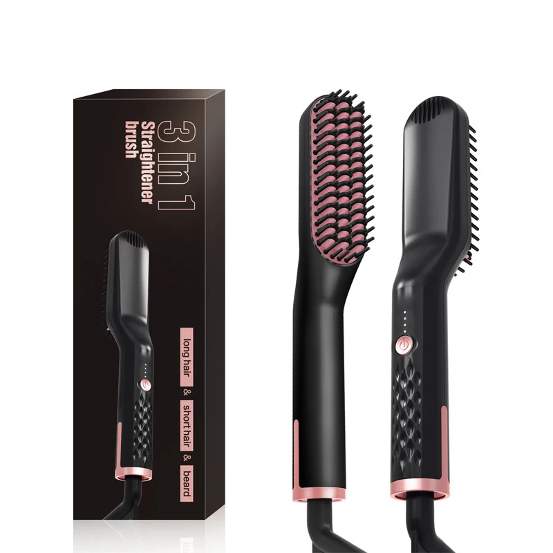 Ceramic Ionic Heating Control Beard Straightener Brush Anti-Scald Electric Multifunctional Quick Straightener Hair Styler Comb