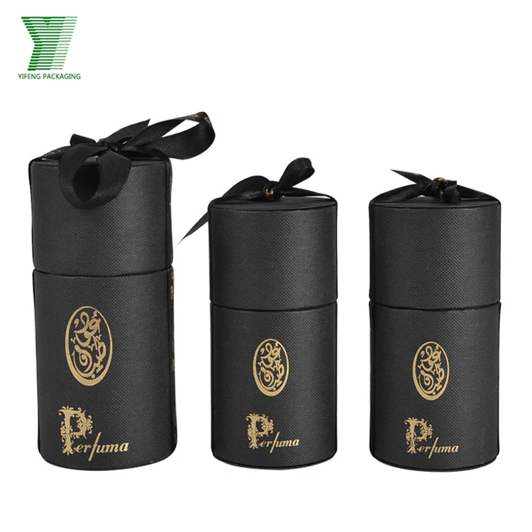 Biodegradable material specialty paper custom luxury cosmetic essential oil cylinder packing round perfume box