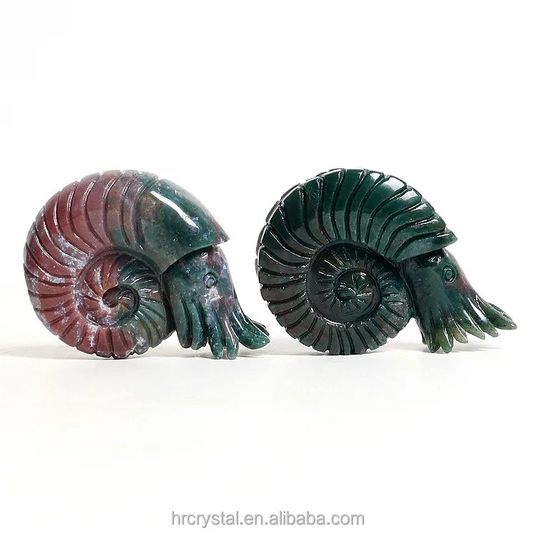 Healing Decorative Crystal Crafts Colorful Indian Agate Crystal Nautilus Carving for Sale
