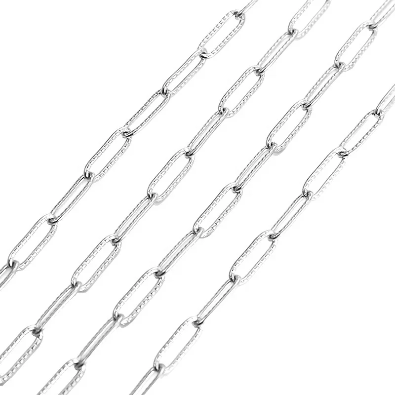 New Arrival Accessories 4Mm Stainless Steel Long Cross Chain Diy Jewelry Accessories Oval Clavicle Chain Embossed Chain