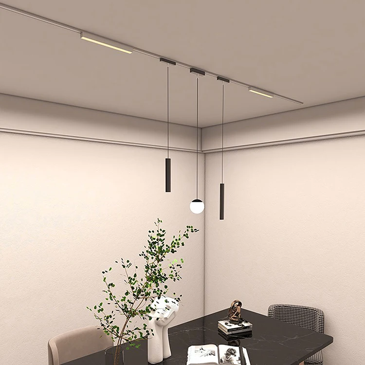 Aluminum Magnetic Track Light Rail Ultra Slim Magnetic Rail Recessed DC48V Magnetic Track System For Home Lighting