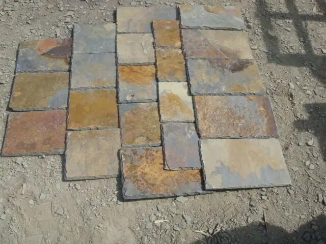 Landscaping Slate Rock , Slate Floor Photos Modern Outdoor Wall Tiles Villa Waterproof Flexible Croco Skin Leather Tiles 2 Years