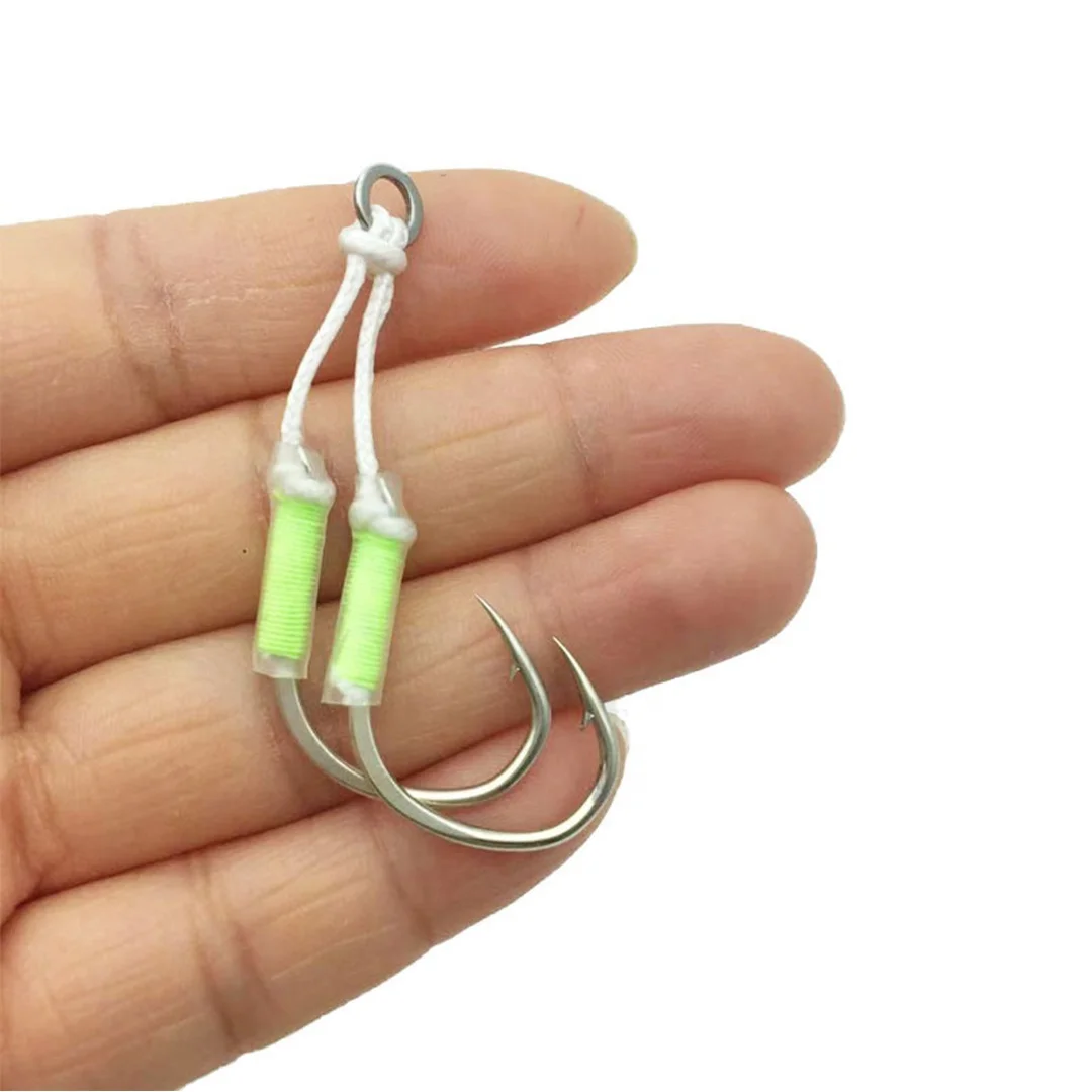 Colourful Jigging Hooks Fishing Double Hook fishhooks  Black High Carbon Fishing Hook