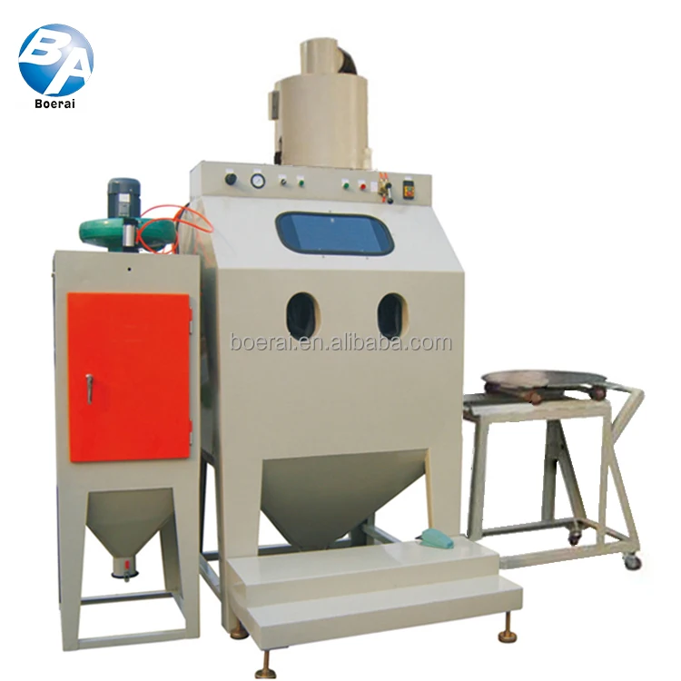 Dry sand blasting machine with two-stage separation device /Degrease, dephosphorize blasting