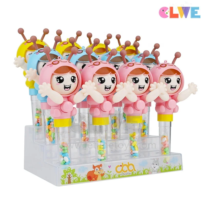 Good quality ABS sweet  funny candy toys macaron color intelligence cute face changing rock paper scissors baby candy toys