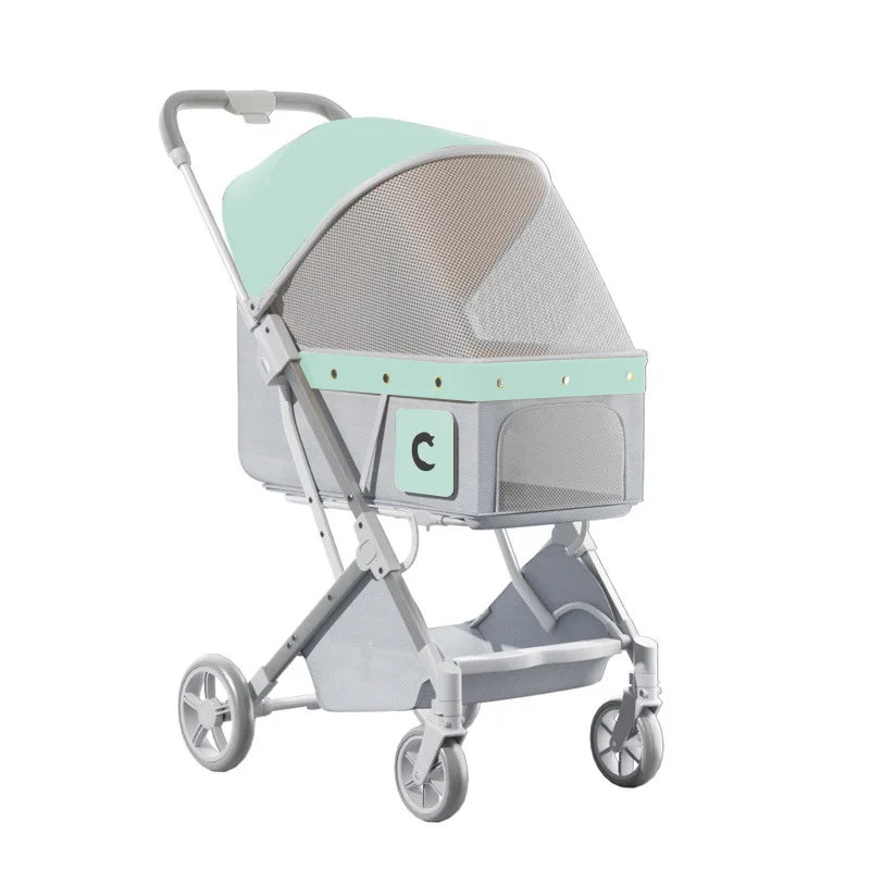 Juice Pet Wholesale Custom Breathable Cat Dog Stroller Foldable Cat Carrie Travel Products 4 Wheels Outdoor Folding Cart