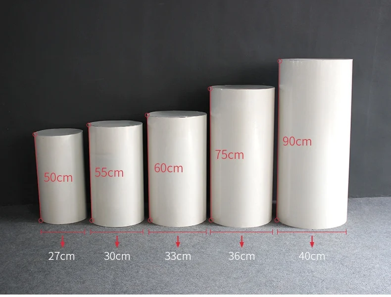 
wholesale romantic pedestal pink party decorative display stand /metal floor cylinder plinths for cake 