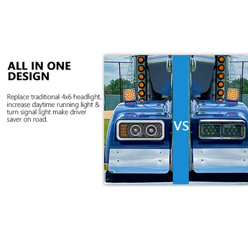 12V 24V Square 4*6 inch Faros delanteros LED para camiones y coches, 27W LED Work light 4x6 LED Headlight