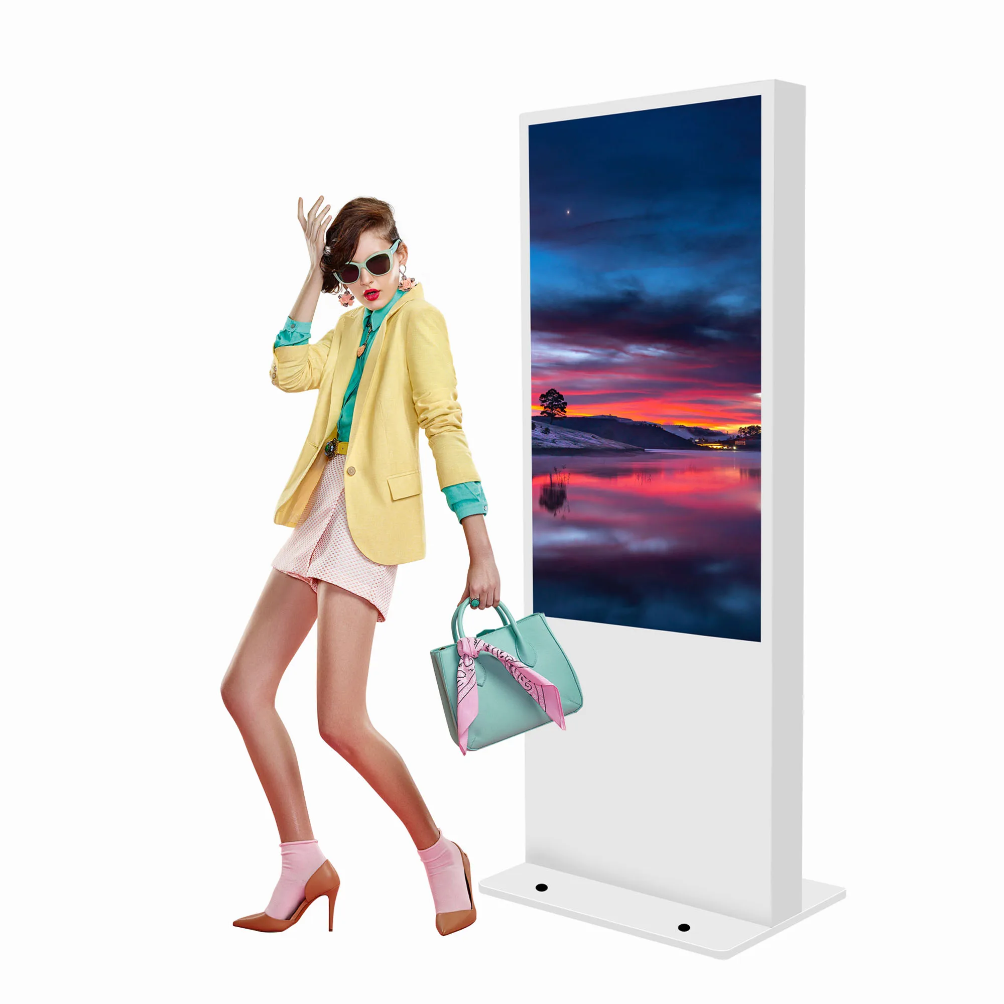 Remote Control Advertising Outdoor Kiosk WiFi Connection TV Screen Bus Kiosk Outdoor Totem with Cooling System LCD Display