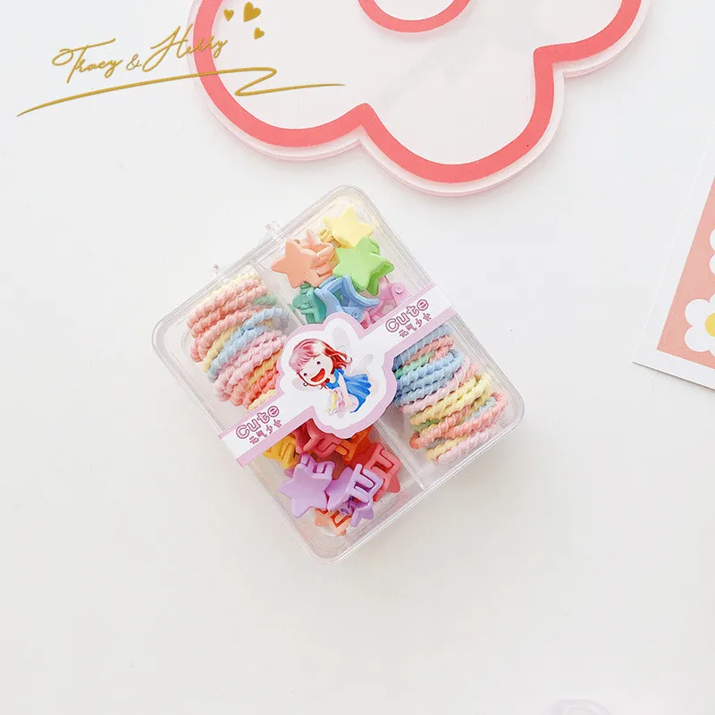 Tracy & Herry New Design Box Packed Clamp and Hair Bands Elastic Set for Kids  Children Candy Braid Hair Ornament