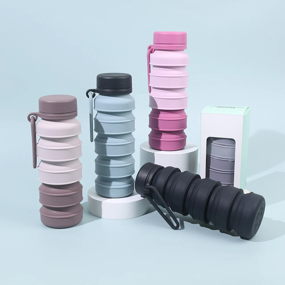Gym Outdoor Tour Insulated Handgrip Custom Logo Bpa Free Silicone Collapsible Sport Water Bottle For Children Back To School