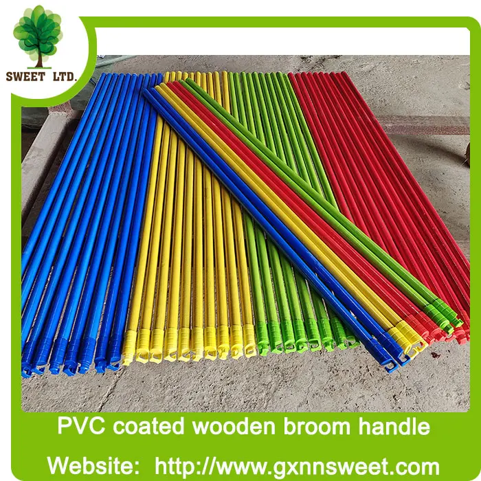 plastic cover PVC coated wooden stick for broom brush mop cleaning products household items