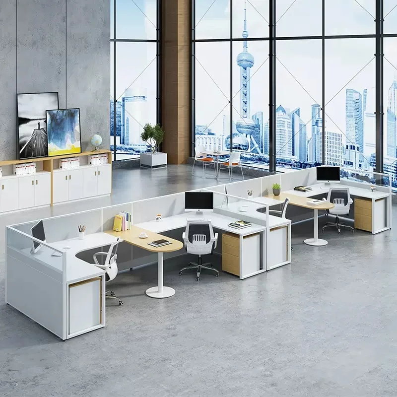 Modern Office Cubicle manager and staff sets Aluminum L Shape Cubicle Office furniture  Workstation Office Partition Desk