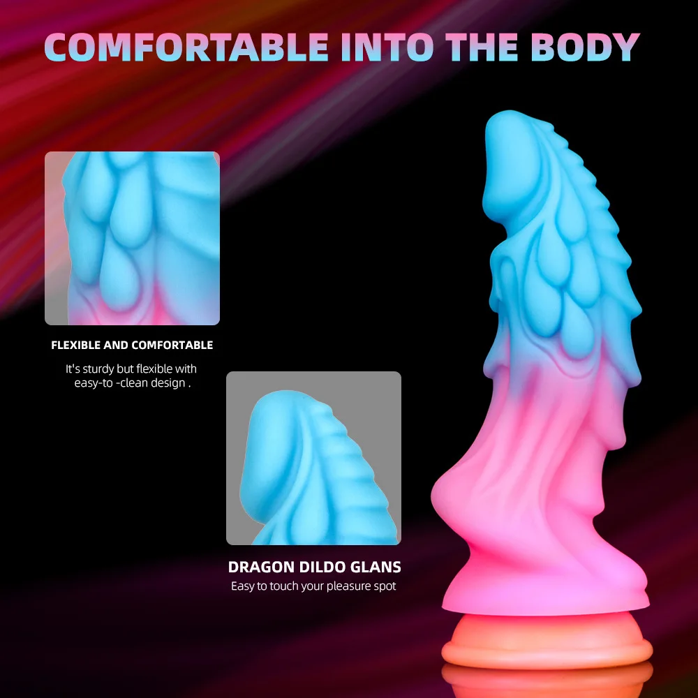 2023 Hot Sale Luminous Purple Alien Variant Luminous Huge Dildo Realistic Monster Fantasy Dragon Adult Sexy Toy Dildo For Women